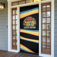 Vintage 1976 Birthday Celebration Door Cover 50th Birthday for Him - Retro Distressed Stripe Pattern