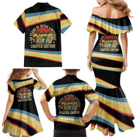 Vintage 1976 Birthday Celebration Family Matching Mermaid Dress and Hawaiian Shirt 50th Birthday for Him - Retro Distressed Stripe Pattern