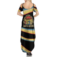 Vintage 1976 Birthday Celebration Family Matching Summer Maxi Dress and Hawaiian Shirt 50th Birthday for Him - Retro Distressed Stripe Pattern
