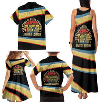 Vintage 1976 Birthday Celebration Family Matching Tank Maxi Dress and Hawaiian Shirt 50th Birthday for Him - Retro Distressed Stripe Pattern