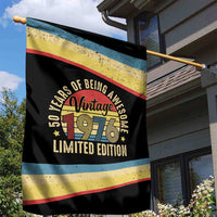 Vintage 1976 Birthday Celebration Garden Flag 50th Birthday for Him - Retro Distressed Stripe Pattern