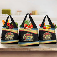 Vintage 1976 Birthday Celebration Grocery Bag 50th Birthday for Him - Retro Distressed Stripe Pattern