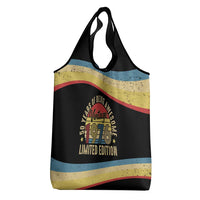 Vintage 1976 Birthday Celebration Grocery Bag 50th Birthday for Him - Retro Distressed Stripe Pattern