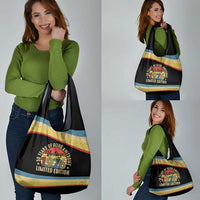 Vintage 1976 Birthday Celebration Grocery Bag 50th Birthday for Him - Retro Distressed Stripe Pattern