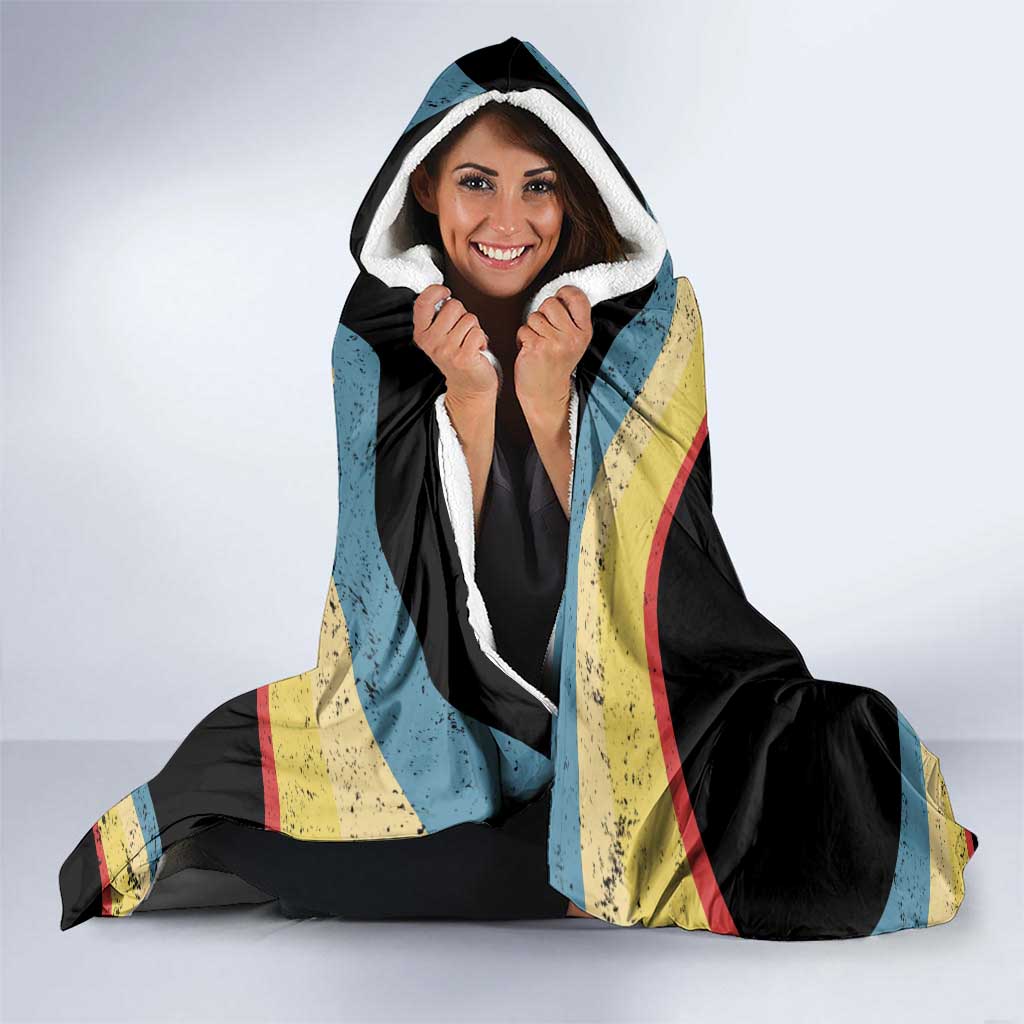 Vintage 1976 Birthday Celebration Hooded Blanket 50th Birthday for Him - Retro Distressed Stripe Pattern