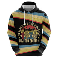 Vintage 1976 Birthday Celebration Hoodie 50th Birthday for Him - Retro Distressed Stripe Pattern