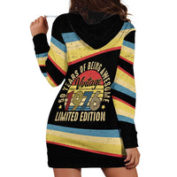 Vintage 1976 Birthday Celebration Hoodie Dress 50th Birthday for Him - Retro Distressed Stripe Pattern