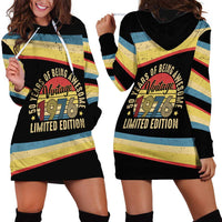 Vintage 1976 Birthday Celebration Hoodie Dress 50th Birthday for Him - Retro Distressed Stripe Pattern