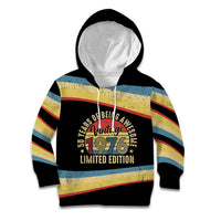 Vintage 1976 Birthday Celebration Kid Hoodie 50th Birthday for Him - Retro Distressed Stripe Pattern