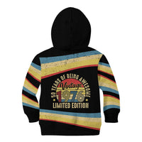 Vintage 1976 Birthday Celebration Kid Hoodie 50th Birthday for Him - Retro Distressed Stripe Pattern