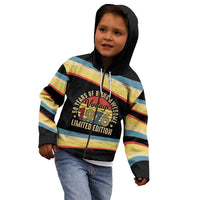 Vintage 1976 Birthday Celebration Kid Hoodie 50th Birthday for Him - Retro Distressed Stripe Pattern