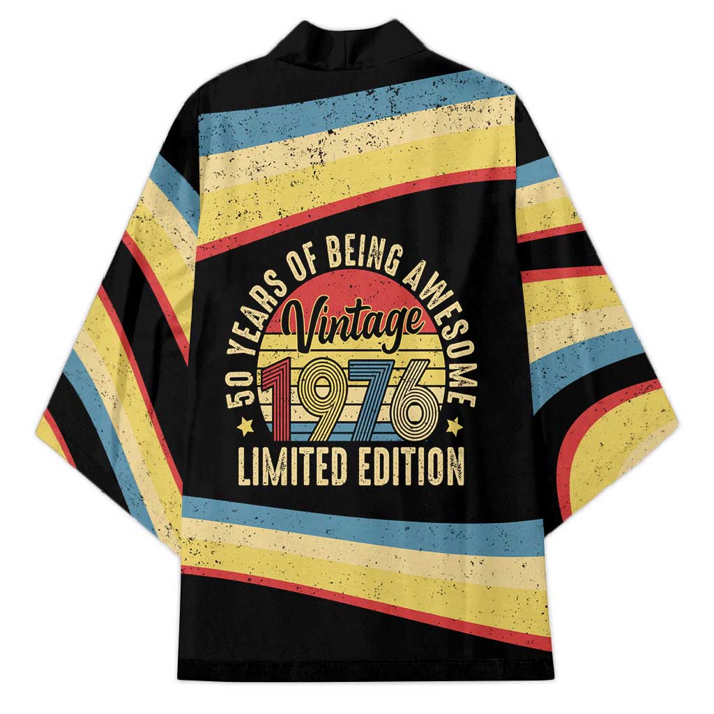 Vintage 1976 Birthday Celebration Kimono 50th Birthday for Him - Retro Distressed Stripe Pattern