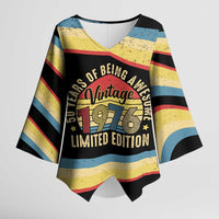 Vintage 1976 Birthday Celebration Kimono Sleeve Blouse 50th Birthday for Him - Retro Distressed Stripe Pattern