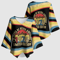 Vintage 1976 Birthday Celebration Kimono Sleeve Blouse 50th Birthday for Him - Retro Distressed Stripe Pattern