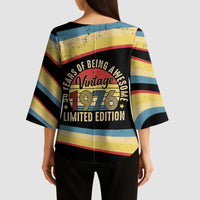 Vintage 1976 Birthday Celebration Kimono Sleeve Blouse 50th Birthday for Him - Retro Distressed Stripe Pattern