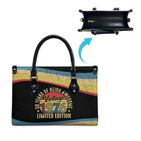 Vintage 1976 Birthday Celebration Leather Bag 50th Birthday for Him - Retro Distressed Stripe Pattern