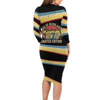 Vintage 1976 Birthday Celebration Long Sleeve Bodycon Dress 50th Birthday for Him - Retro Distressed Stripe Pattern