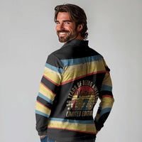 Vintage 1976 Birthday Celebration Long Sleeve Polo Shirt 50th Birthday for Him - Retro Distressed Stripe Pattern