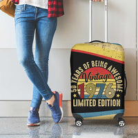 Vintage 1976 Birthday Celebration Luggage Cover 50th Birthday for Him - Retro Distressed Stripe Pattern