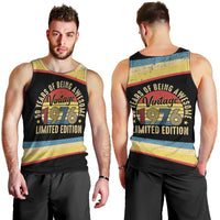 Vintage 1976 Birthday Celebration Men Tank Top 50th Birthday for Him - Retro Distressed Stripe Pattern