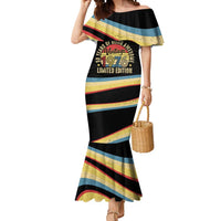 Vintage 1976 Birthday Celebration Mermaid Dress 50th Birthday for Him - Retro Distressed Stripe Pattern