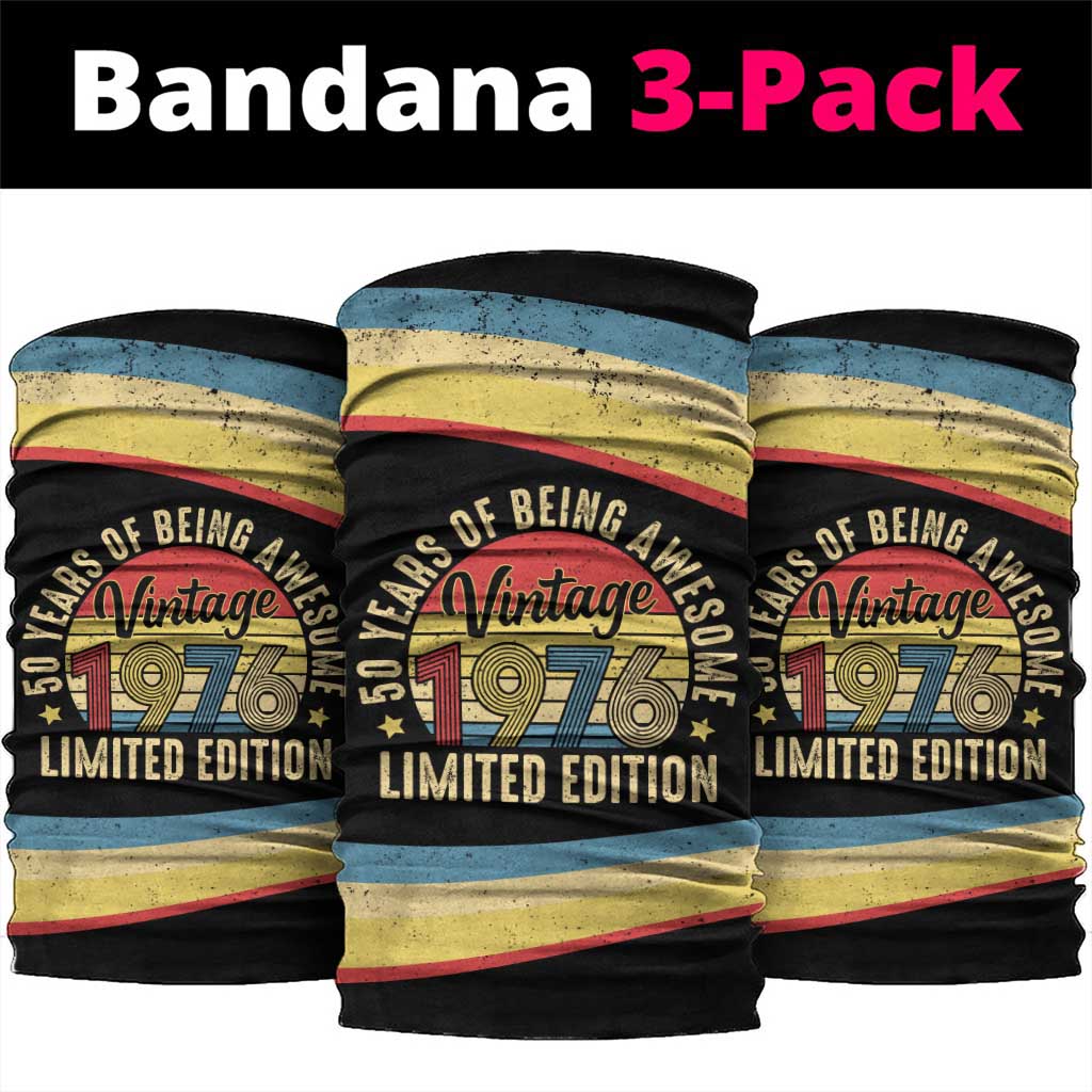 Vintage 1976 Birthday Celebration Neck Gaiter 50th Birthday for Him - Retro Distressed Stripe Pattern