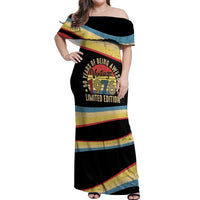 Vintage 1976 Birthday Celebration Off Shoulder Maxi Dress 50th Birthday for Him - Retro Distressed Stripe Pattern