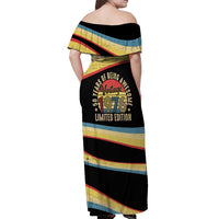 Vintage 1976 Birthday Celebration Off Shoulder Maxi Dress 50th Birthday for Him - Retro Distressed Stripe Pattern
