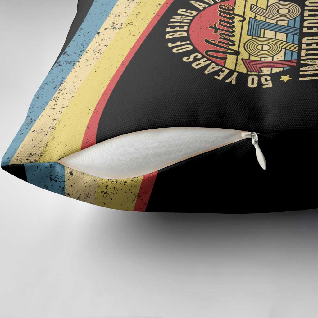 Vintage 1976 Birthday Celebration Pillow Cover 50th Birthday for Him - Retro Distressed Stripe Pattern