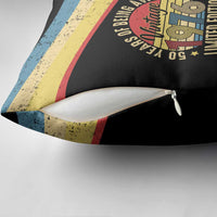 Vintage 1976 Birthday Celebration Pillow Cover 50th Birthday for Him - Retro Distressed Stripe Pattern