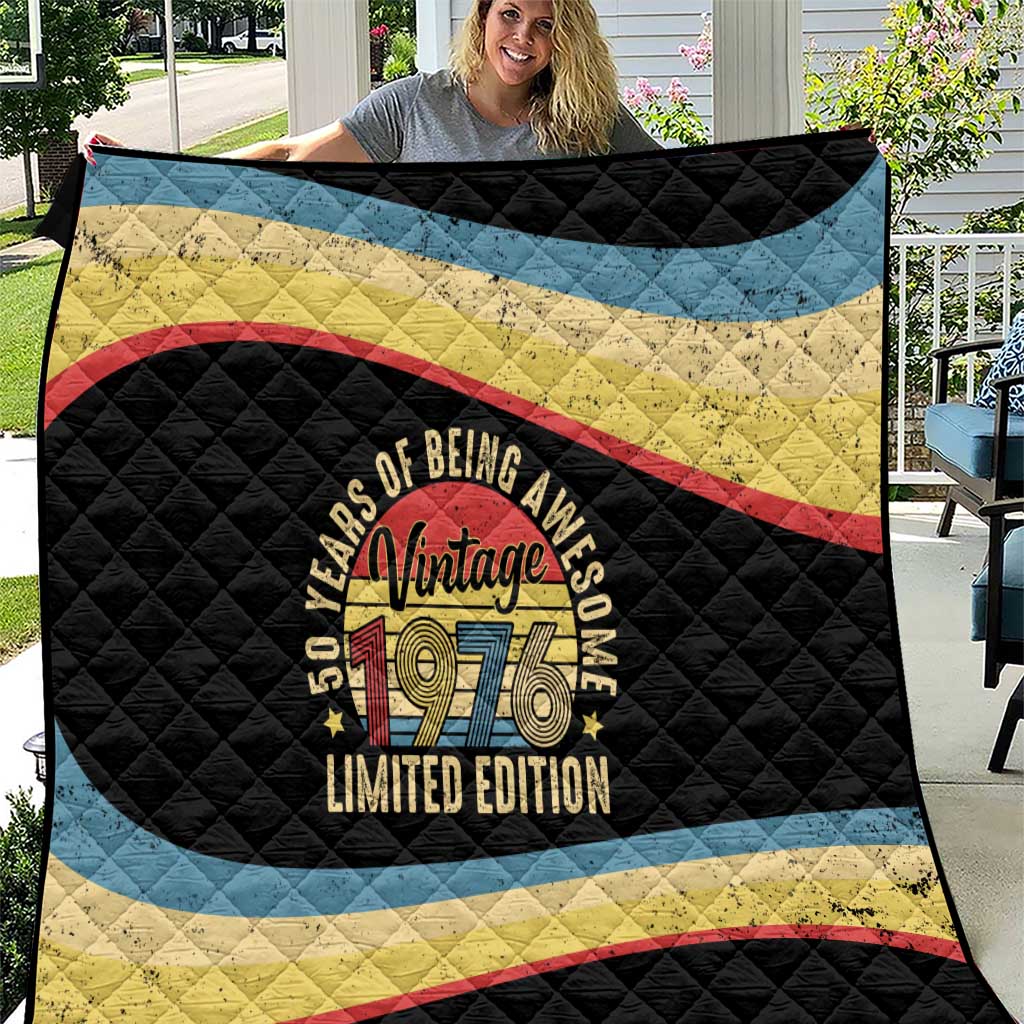 Vintage 1976 Birthday Celebration Quilt 50th Birthday for Him - Retro Distressed Stripe Pattern