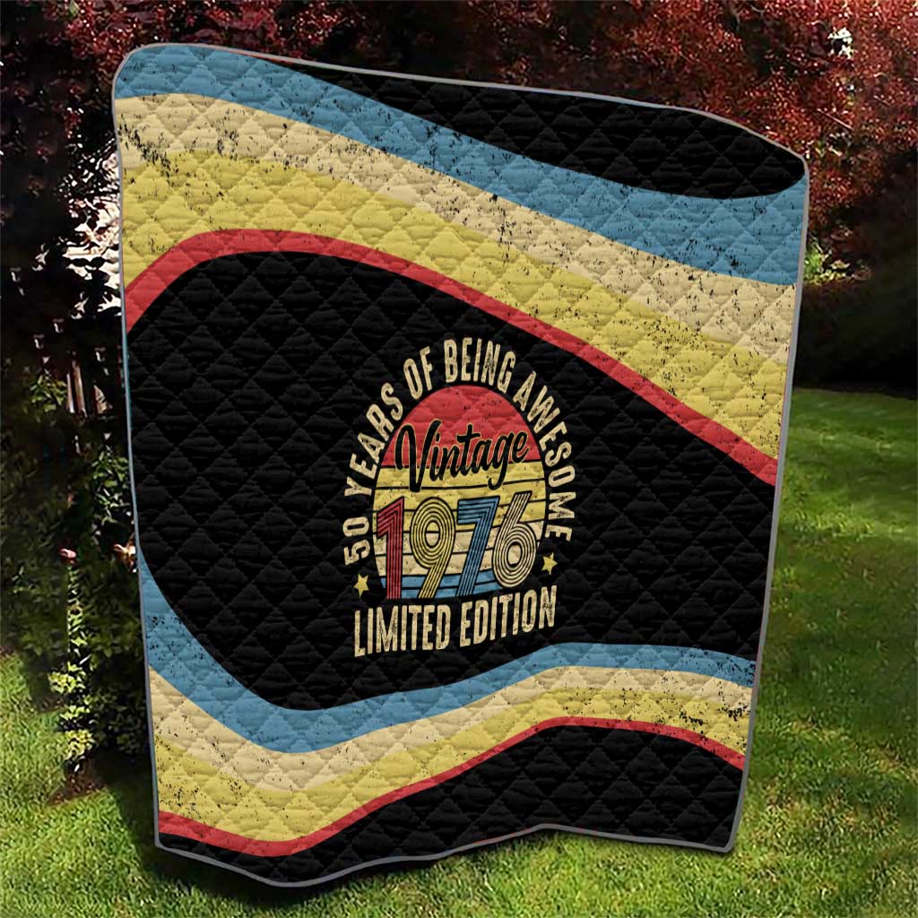 Vintage 1976 Birthday Celebration Quilt 50th Birthday for Him - Retro Distressed Stripe Pattern