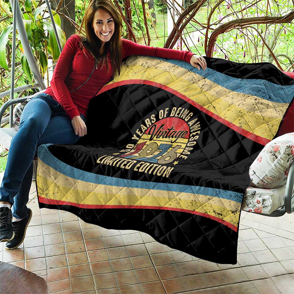 Vintage 1976 Birthday Celebration Quilt 50th Birthday for Him - Retro Distressed Stripe Pattern