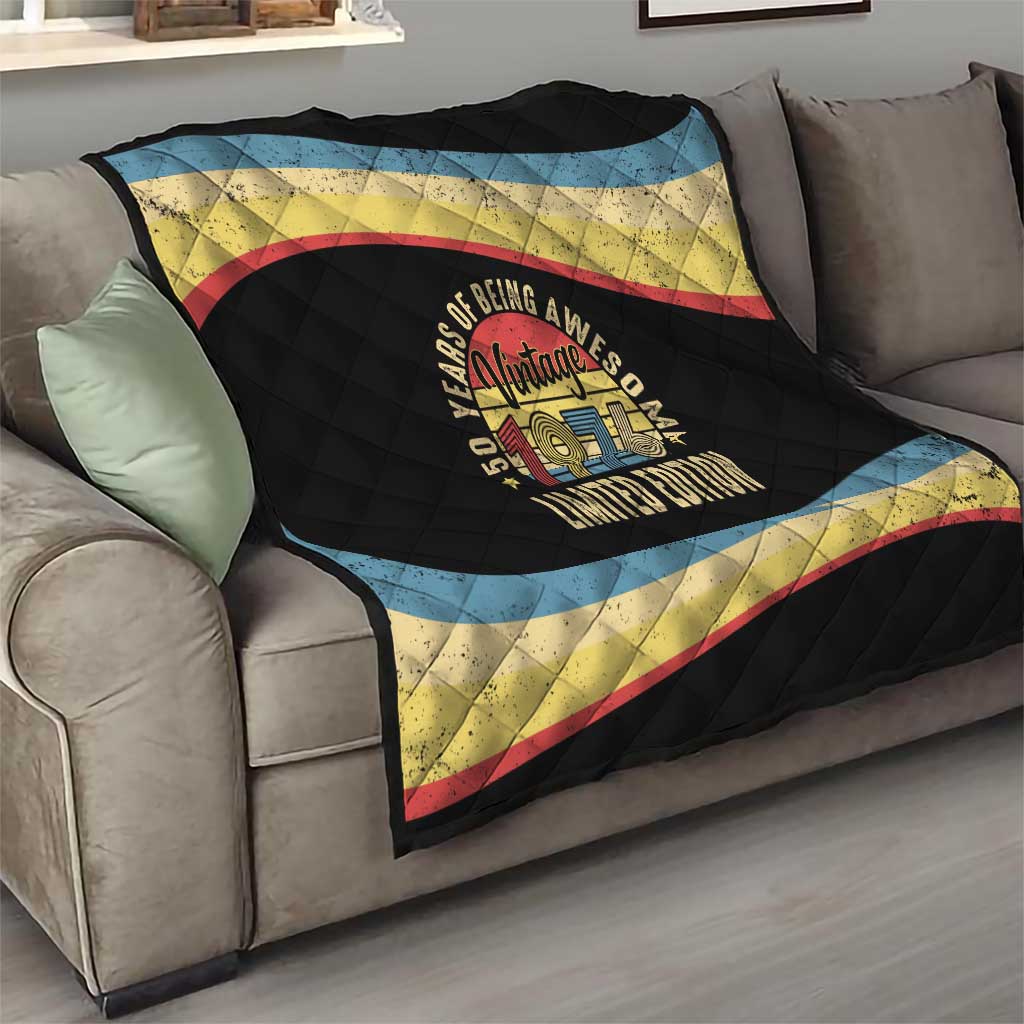 Vintage 1976 Birthday Celebration Quilt 50th Birthday for Him - Retro Distressed Stripe Pattern