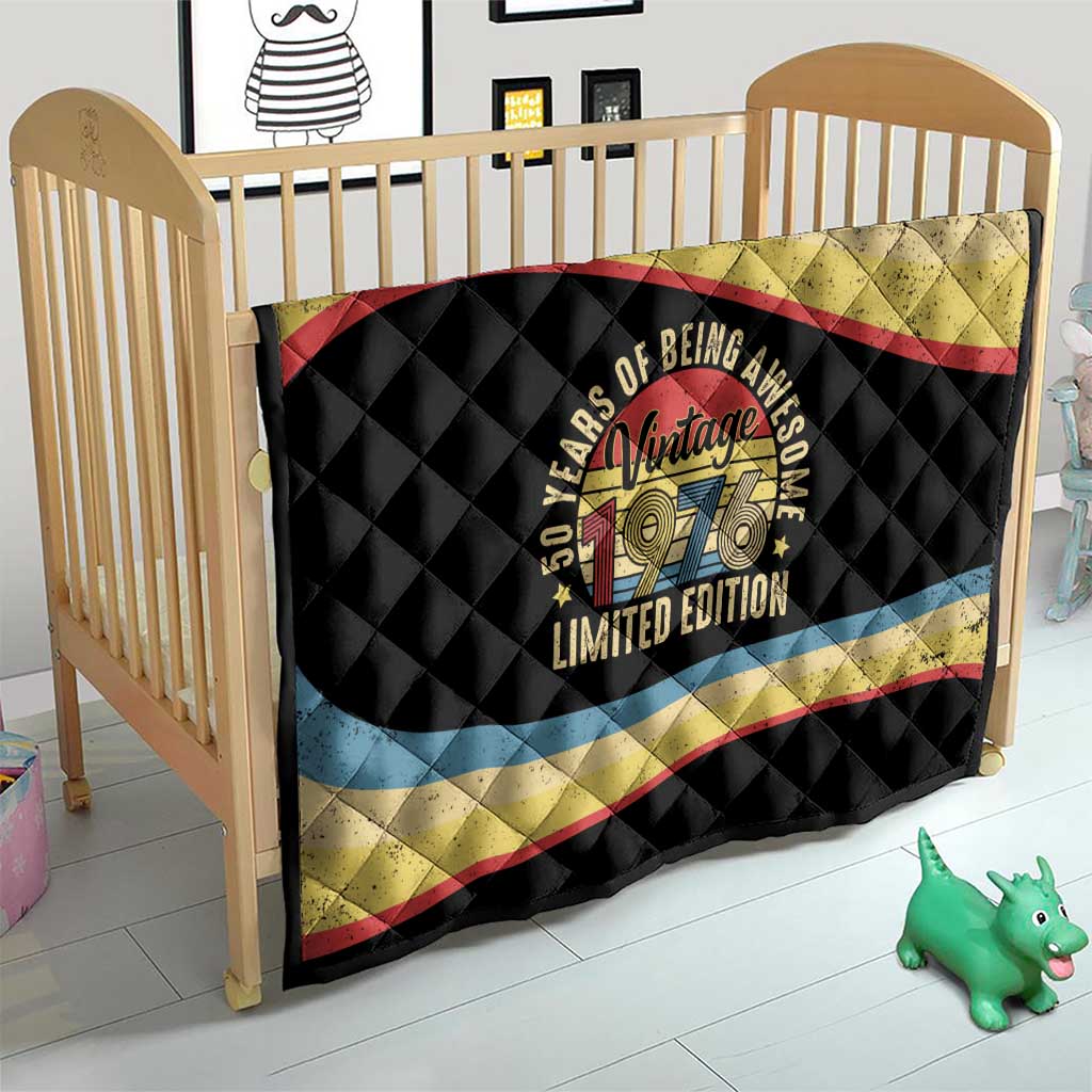 Vintage 1976 Birthday Celebration Quilt 50th Birthday for Him - Retro Distressed Stripe Pattern