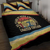 Vintage 1976 Birthday Celebration Quilt Bed Set 50th Birthday for Him - Retro Distressed Stripe Pattern