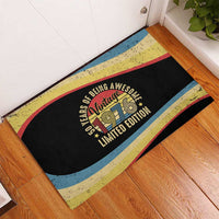 Vintage 1976 Birthday Celebration Rubber Doormat 50th Birthday for Him - Retro Distressed Stripe Pattern