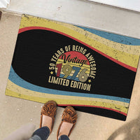 Vintage 1976 Birthday Celebration Rubber Doormat 50th Birthday for Him - Retro Distressed Stripe Pattern