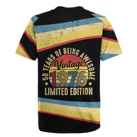 Vintage 1976 Birthday Celebration Rugby Jersey 50th Birthday for Him - Retro Distressed Stripe Pattern