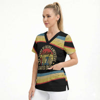 Vintage 1976 Birthday Celebration Scrub Top 50th Birthday for Him - Retro Distressed Stripe Pattern
