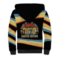 Vintage 1976 Birthday Celebration Sherpa Hoodie 50th Birthday for Him - Retro Distressed Stripe Pattern
