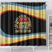 Vintage 1976 Birthday Celebration Shower Curtain 50th Birthday for Him - Retro Distressed Stripe Pattern