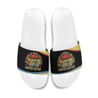 Vintage 1976 Birthday Celebration Slide Sandals 50th Birthday for Him - Retro Distressed Stripe Pattern