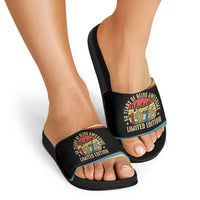 Vintage 1976 Birthday Celebration Slide Sandals 50th Birthday for Him - Retro Distressed Stripe Pattern