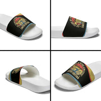 Vintage 1976 Birthday Celebration Slide Sandals 50th Birthday for Him - Retro Distressed Stripe Pattern