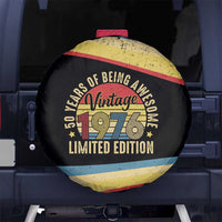 Vintage 1976 Birthday Celebration Spare Tire Cover 50th Birthday for Him - Retro Distressed Stripe Pattern