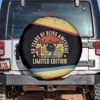 Vintage 1976 Birthday Celebration Spare Tire Cover 50th Birthday for Him - Retro Distressed Stripe Pattern