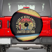 Vintage 1976 Birthday Celebration Spare Tire Cover 50th Birthday for Him - Retro Distressed Stripe Pattern
