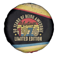 Vintage 1976 Birthday Celebration Spare Tire Cover 50th Birthday for Him - Retro Distressed Stripe Pattern