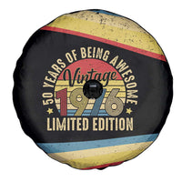 Vintage 1976 Birthday Celebration Spare Tire Cover 50th Birthday for Him - Retro Distressed Stripe Pattern